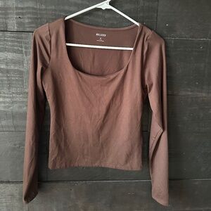 Hollister Long Sleeve Brown Top Size Medium Long